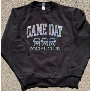 Game Day Social Club Spangle Bling Sweatshirt Black Crewneck Small